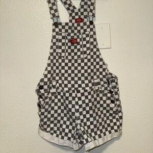 large Dickies checkerboard overall shorts